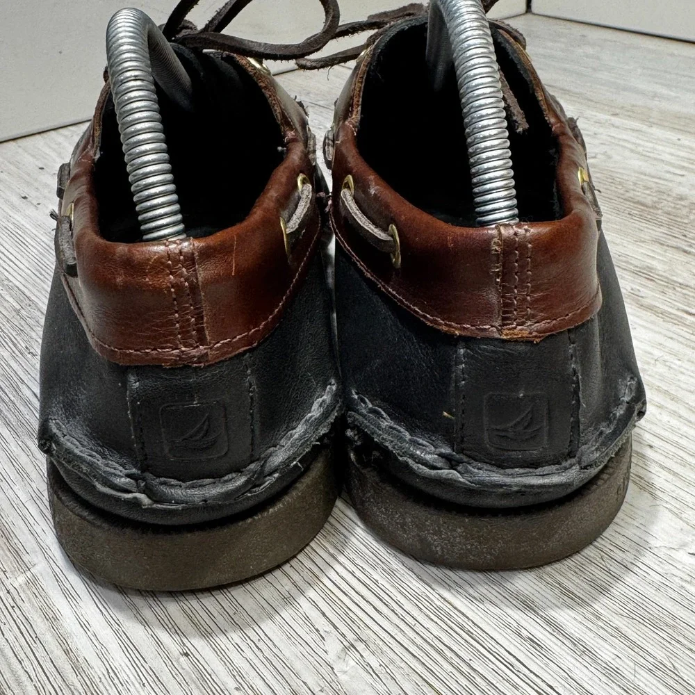 Sperry Top-Sider Men's Original 2 Eye Boat Shoe Black/Amaretto Leather Size 9.5M